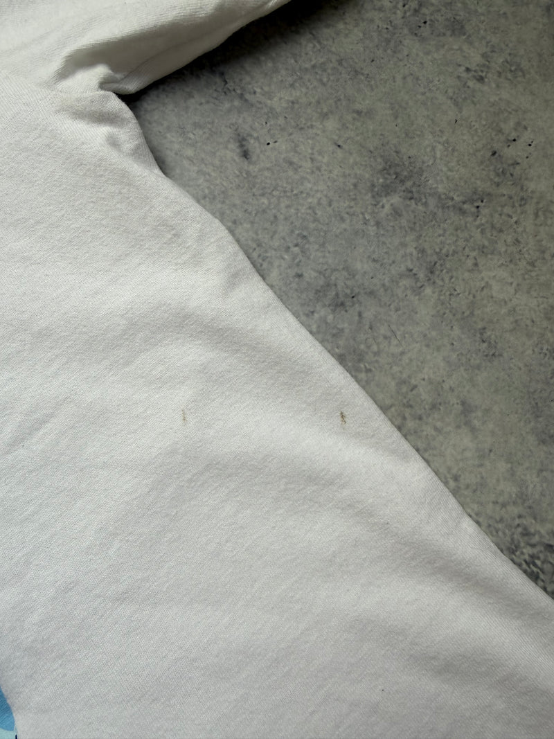 Bape blue camo shark graphic white tee