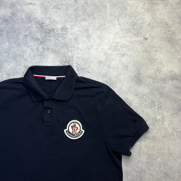 Moncler navy large logo polo shirt