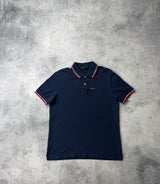 Prada navy polo shirt black badge
