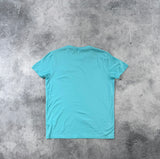 Moncler turquoise blue double logo tee