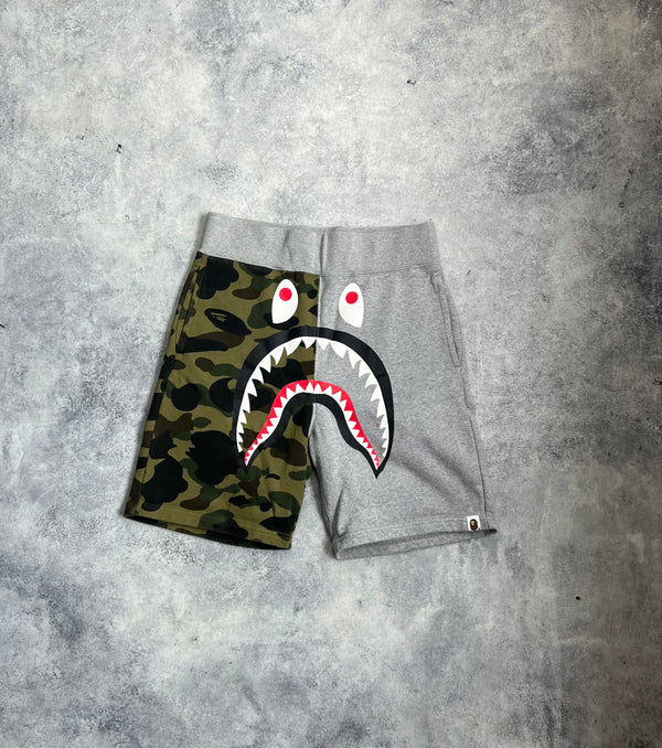 Bape grey & camo cotton shorts