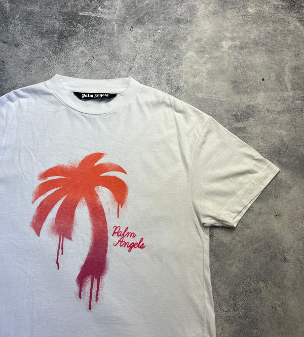 Palm angels white sprayed palm tee