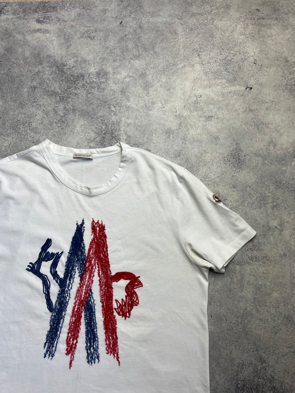 Moncler white stitch logo tee