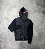 Moncler navy tricot hooded cardigan