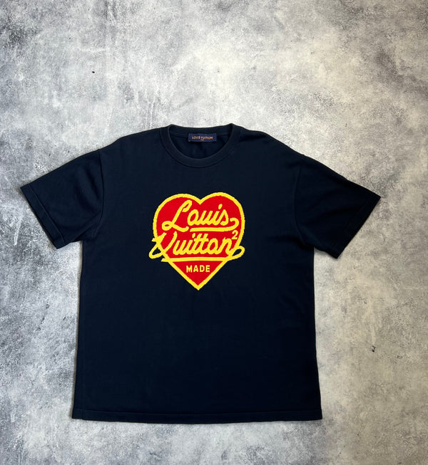 Louis Vuitton x nigo intarsia jacquard heart navy tee