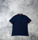 Prada navy polo shirt black badge