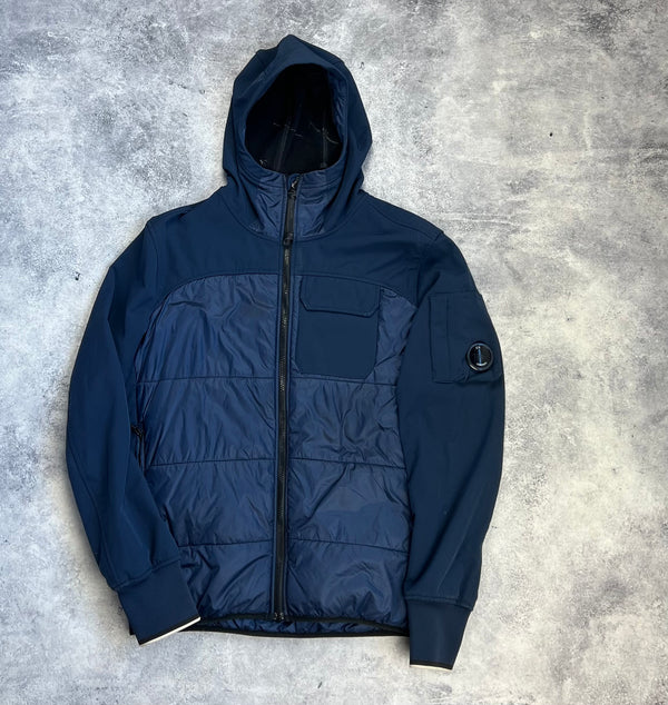 CP company navy blue hybrid soft shell lens jacket