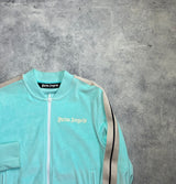 Palm angels blue chenille bomber track jacket