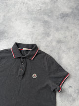 Moncler charcoal grey polo shirt