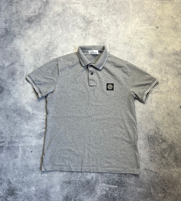 Stone island grey polo shirt