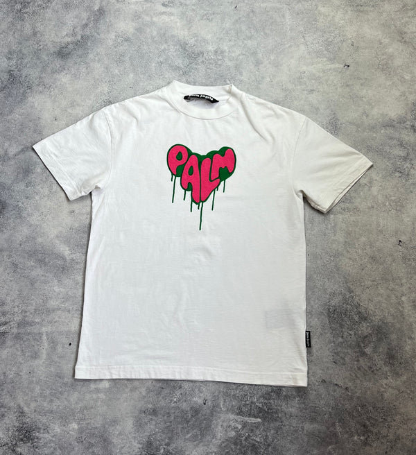 Palm angels white spray heart tee
