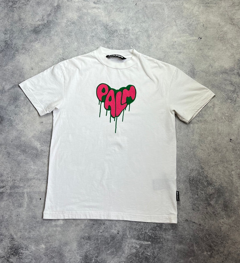 Palm angels white spray heart tee