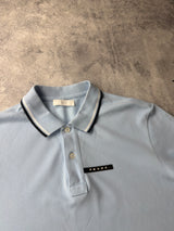 Prada light blue polo shirt black badge
