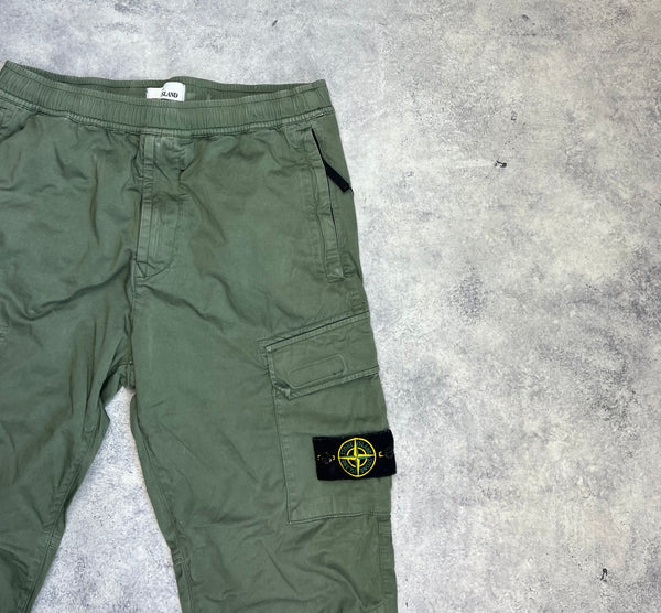 Stone island 2021 khaki cuffed cargo trousers