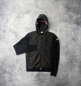 Moncler black tricot hooded cardigan