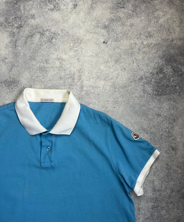 Moncler blue & white polo shirt