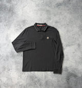 Moncler L/S charcoal grey polo shirt
