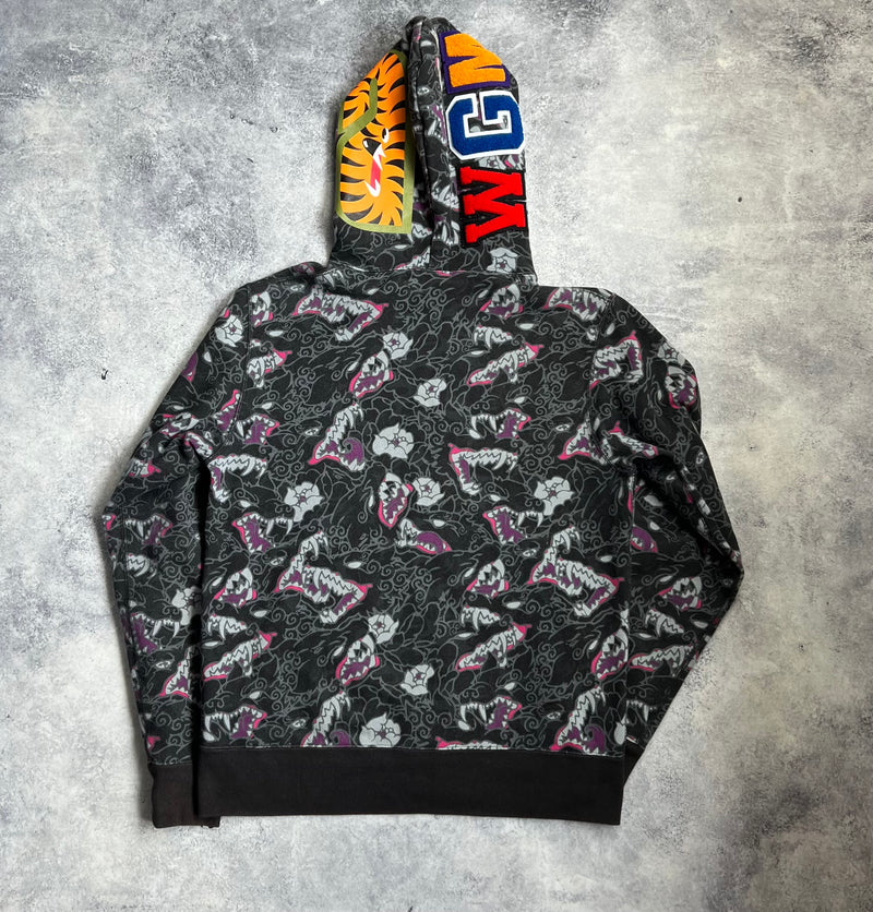 Bape Japanese tattoo camo shark full zip hoodie