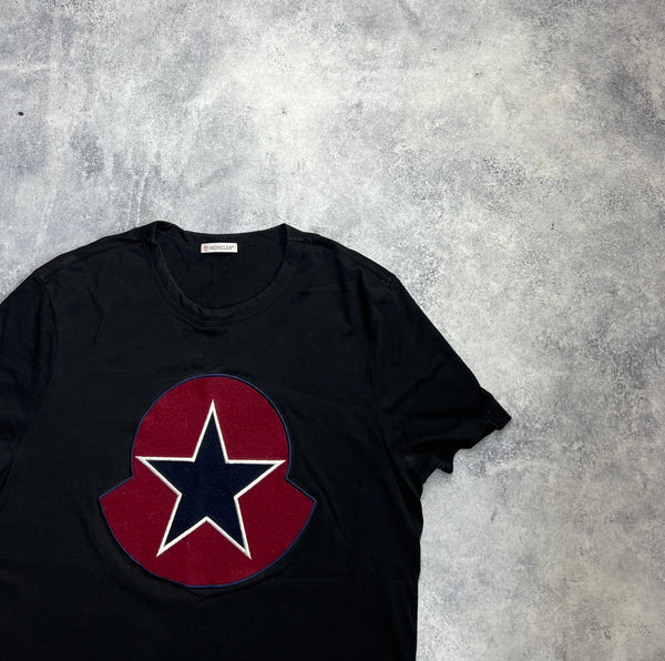 Moncler black oversized logo star motif tee