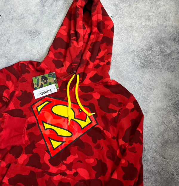 Bape x DC superman red camo hoodie