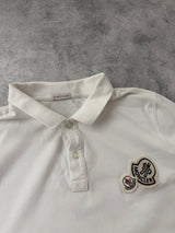 Moncler white double logo polo shirt