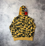 Bape yellow camo full shark zip hoodie