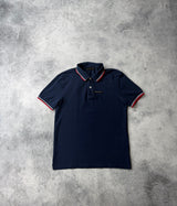 Prada navy blue polo shirt black badge