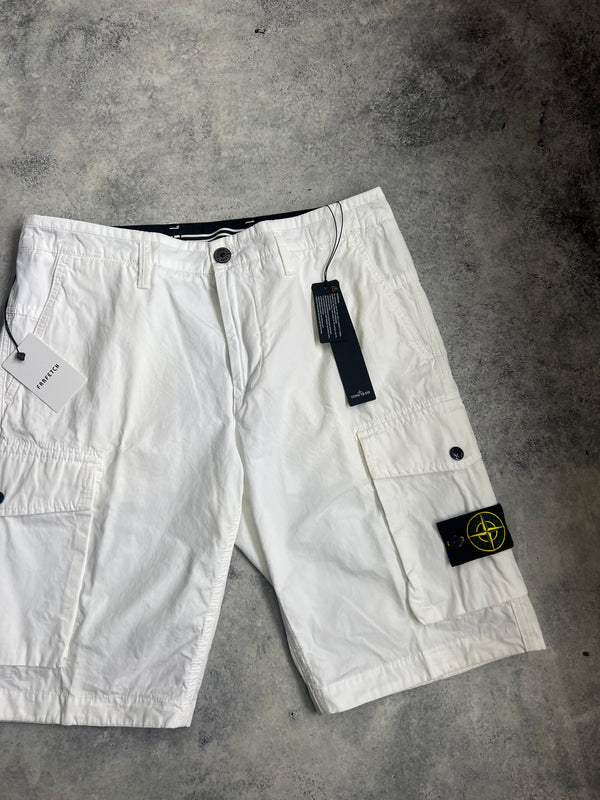 Stone island 2021 white cargo shorts