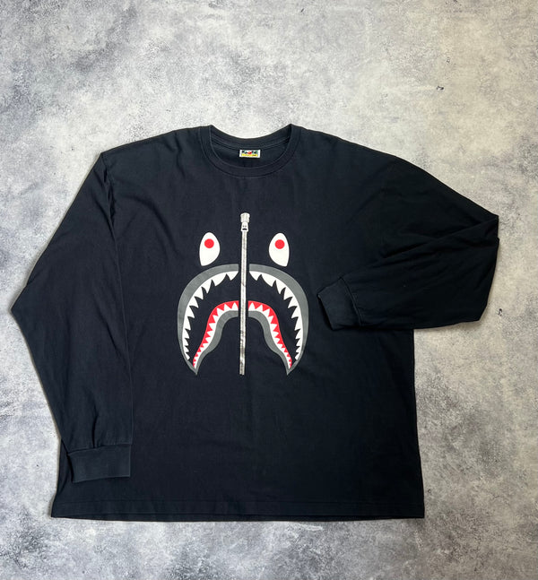 Bape black L/S shark tee