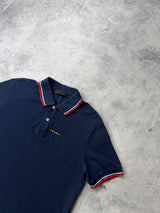 Prada navy polo shirt black badge