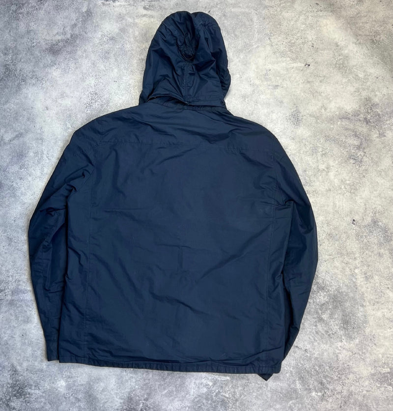 CP company navy blue micro M zip up goggle jacket