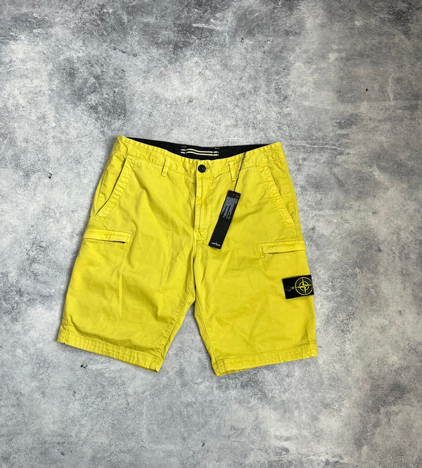 Stone island 2019 mustard yellow cargo shorts
