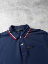 Prada navy polo shirt black badge