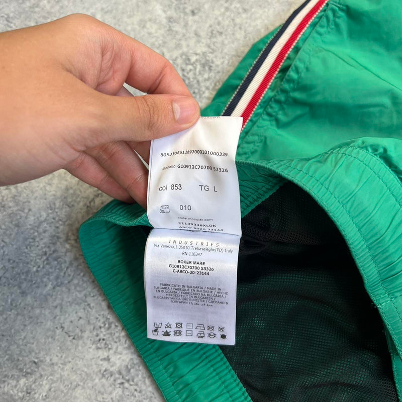 Moncler green swim shorts
