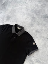 Moncler black & grey polo shirt with arm logo