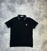 Stone island black polo shirt