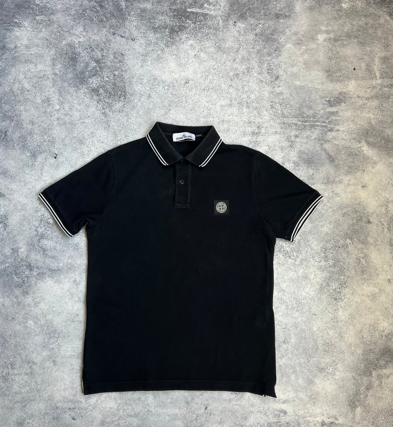 Stone island black polo shirt