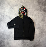 Bape black camo full shark zip hoodie