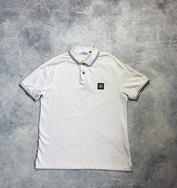 Stone island white polo shirt
