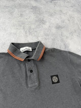 Stone island SS19 grey & orange trim polo shirt