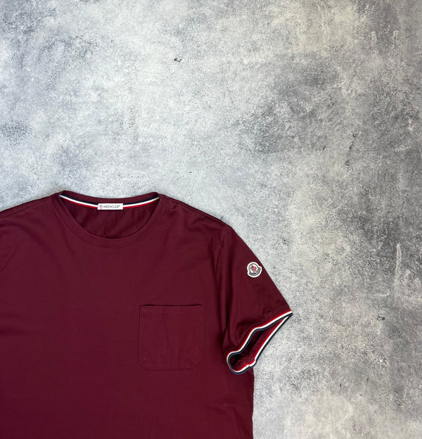 Moncler burgundy arm logo tee