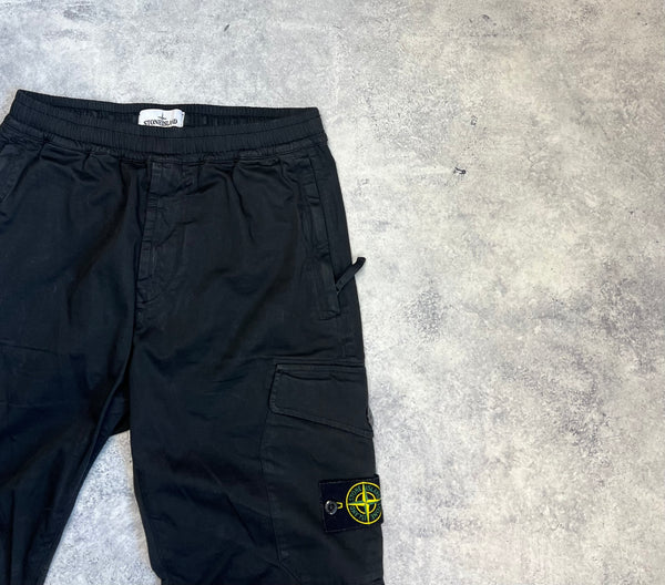Stone island 2020 black cuffed cargo trousers