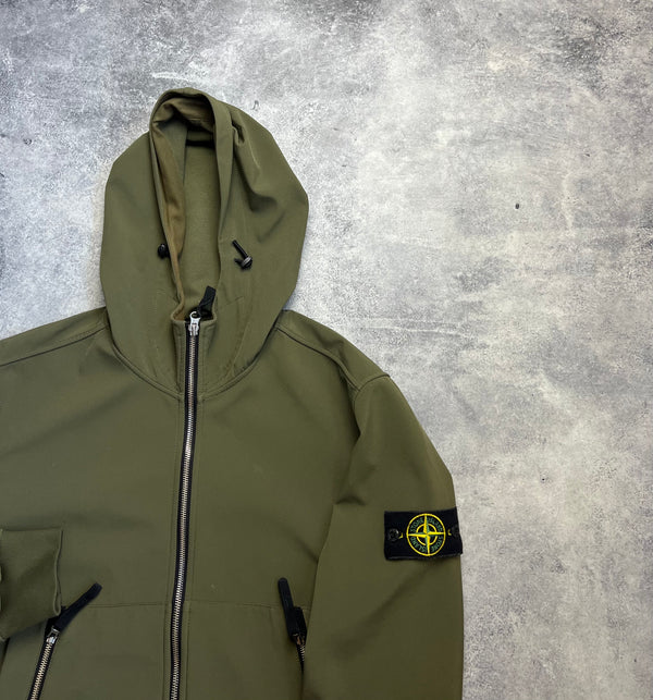 Stone island 2021 khaki light soft shell-r jacket