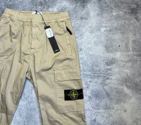 Stone island 2022 beige cuffed cargo trousers