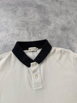 Moncler white & navy polo shirt with arm logo