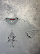 CP company logo print pastel grey tee