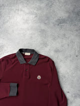 Moncler burgundy L/S polo shirt