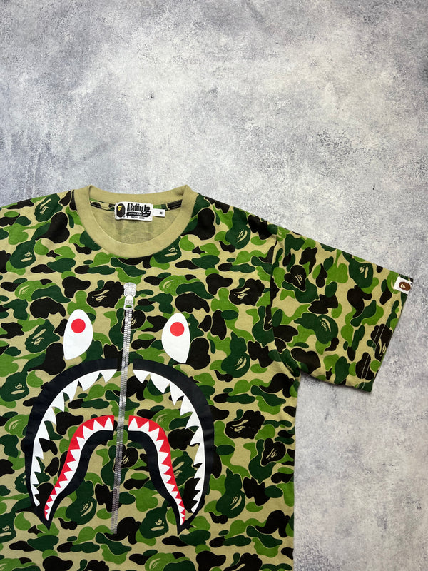 Bape green camo shark tee