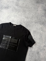 Moncler black graphic tee with arm logo