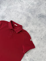 Moncler red polo shirt with arm logo
